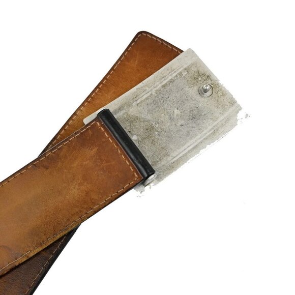 LOUIS VUITTON Logo Ceinture Jeans Belt Leather Black Silver M6812 Spain 67FB829 - Picture 6 of 16